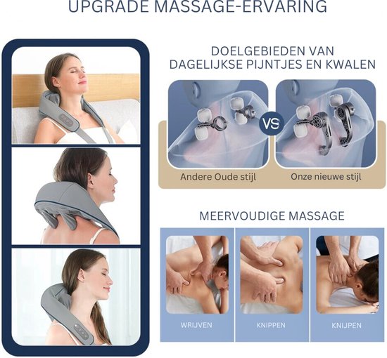 Foreverlily Draadloze Nek En Rug Massager - Kneden Massage Sjaal - Spierontspanning - Voor Nek en Schouders