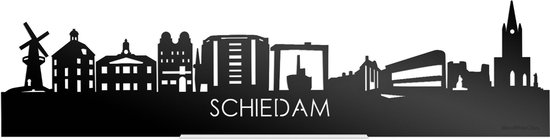 Standing Skyline Schiedam Zwart Glanzend - 40 cm - Woon decoratie om neer te zetten en om op te hangen - Meer steden beschikbaar - Cadeau voor hem - Cadeau voor haar - Jubileum - Verjaardag - Housewarming - Aandenken aan stad - WoodWideCities