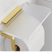 Porte-papier toilette sans perçage, porte-papier toilette en acrylique, porte-rouleau de papier toilette, support mural, porte-papier toilette avec étagère, acrylique, doré