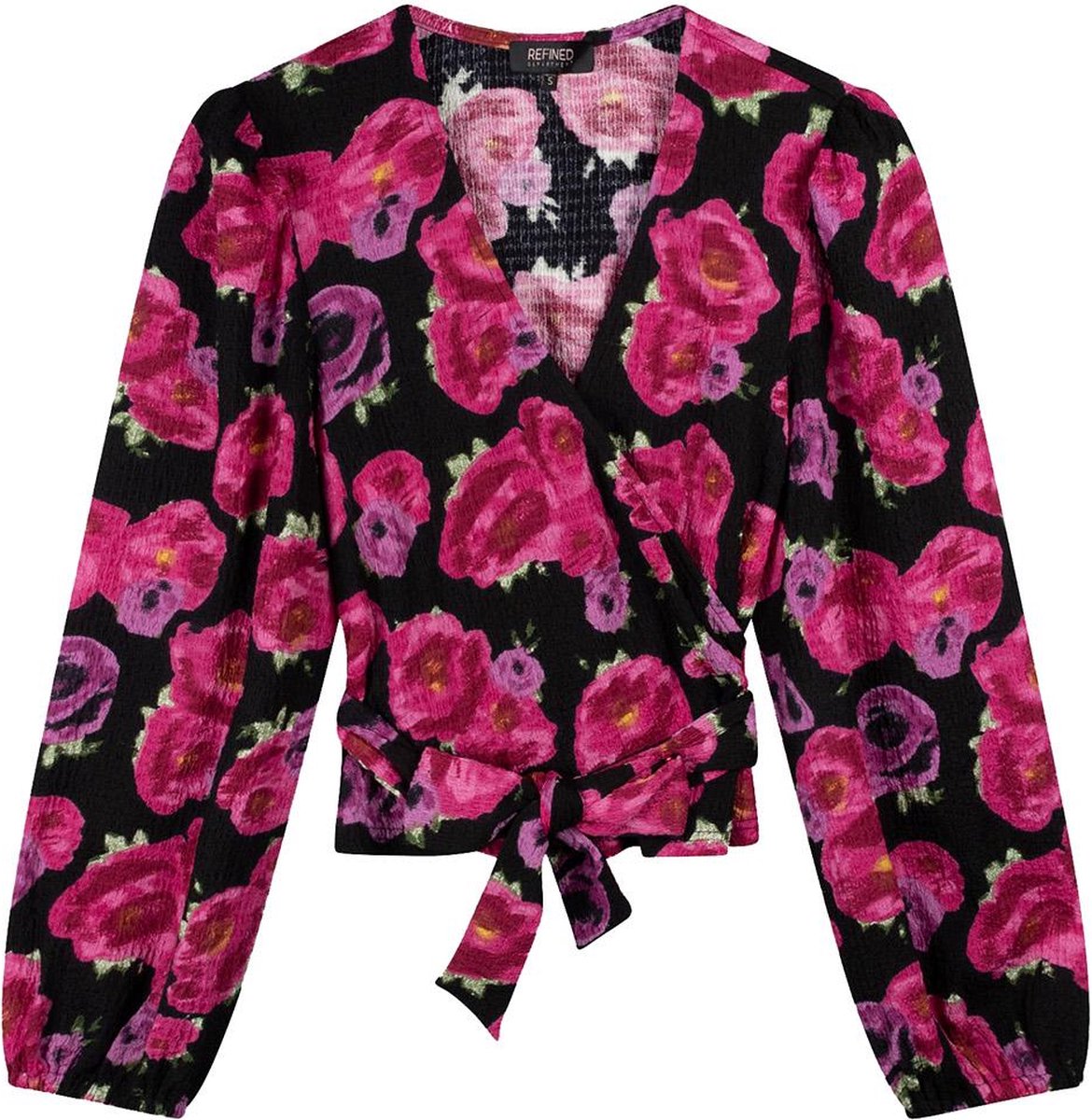 Refined Department Blouse Ladies Knitted Wrap Top R2401837403 Vaira 955 Flower Dames Maat - M