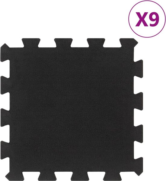 vidaXL - Rubbertegels - 9 - st - 16 - mm - 30x30 - cm - zwart