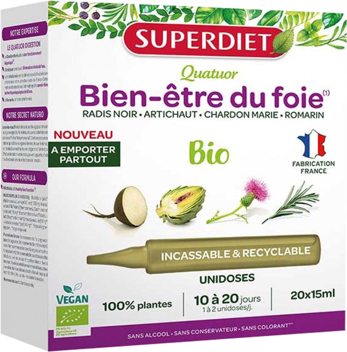 Goedkoopste Superdiet Quatuor Bien-Être du Foie Bio 20 Unidoses