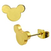 Aramat Jewels - Mickey Mouse - Oorknopjes - Goudkleurig - 8mm - Oorsieraden - Staal - Kinderen en Volwassenen - Cadeau tip - Feestdagen