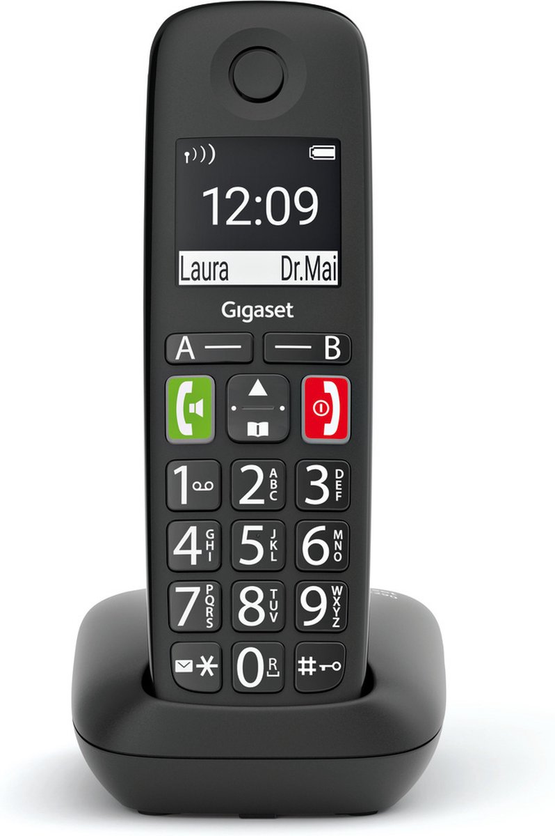 Gigaset E290E - Single Senioren DECT telefoon - Zwart