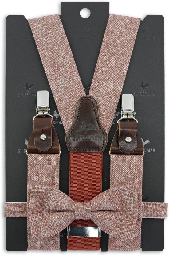 Sir Redman - Bretels met strik - bretels combi pack Sposo Stiloso blush - antiek roze