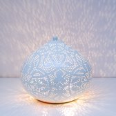 Oosterse metalen tafellamp Filigrain onion klein | Ø 30 cm | metaal | wit-goud | sfeervol / warm licht | traditioneel / landelijk design