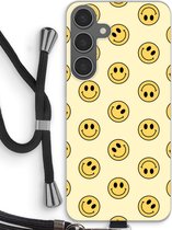 Case Company® - Hoesje met koord geschikt voor Samsung Galaxy S24 Plus hoesje met Koord - Smiley N°2 - Telefoonhoesje met Zwart Koord - Bescherming aan alle Kanten en Over de Schermrand