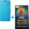 Étui Bookcase portefeuille + lot de 2 Glas Convient pour : Motorola Moto G23 - Turquoise