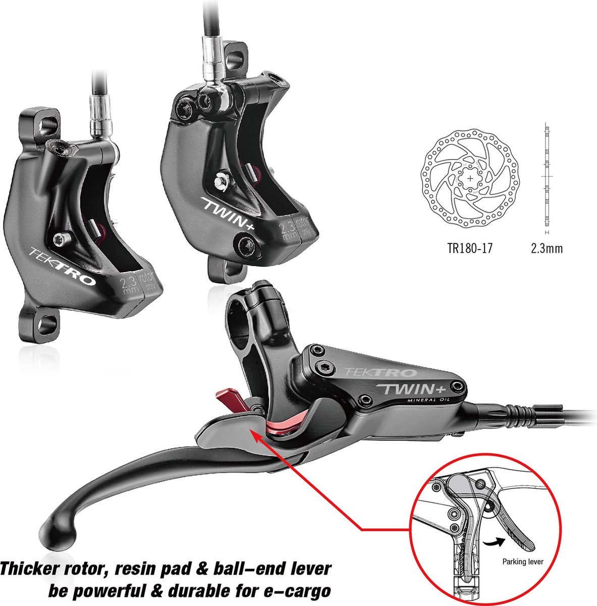 Tektro HD-E745 Hydraulische schijfremset rechts 4-vinger zwart