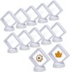 12 stuks 3D zwevende frames met siliconen membraan, transparant muntframe, drijvende vitrine met muntstandaard voor ring, halsketting, armband, oorbel, munten, sieraden, orde (wit)