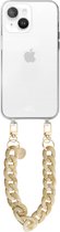 siliconen hoesje xoxo Wildhearts - Convient pour iPhone 14 Plus - Cream Latte - Étui de téléphone - Étui avec cordon - Cordon beige - cordon téléphonique court - Étui transparent (version courte)