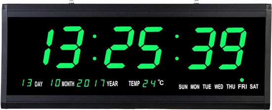 OQIMAX Digitale Wandklok, 12 RGB Kleurrijke Wekker met Afstandsbediening, Stille Wandklok met 5 Helderheidsniveaus, Tijd Kalender Loop Display, Nacht Functie, voor Woonkamer, Fitnessruimte