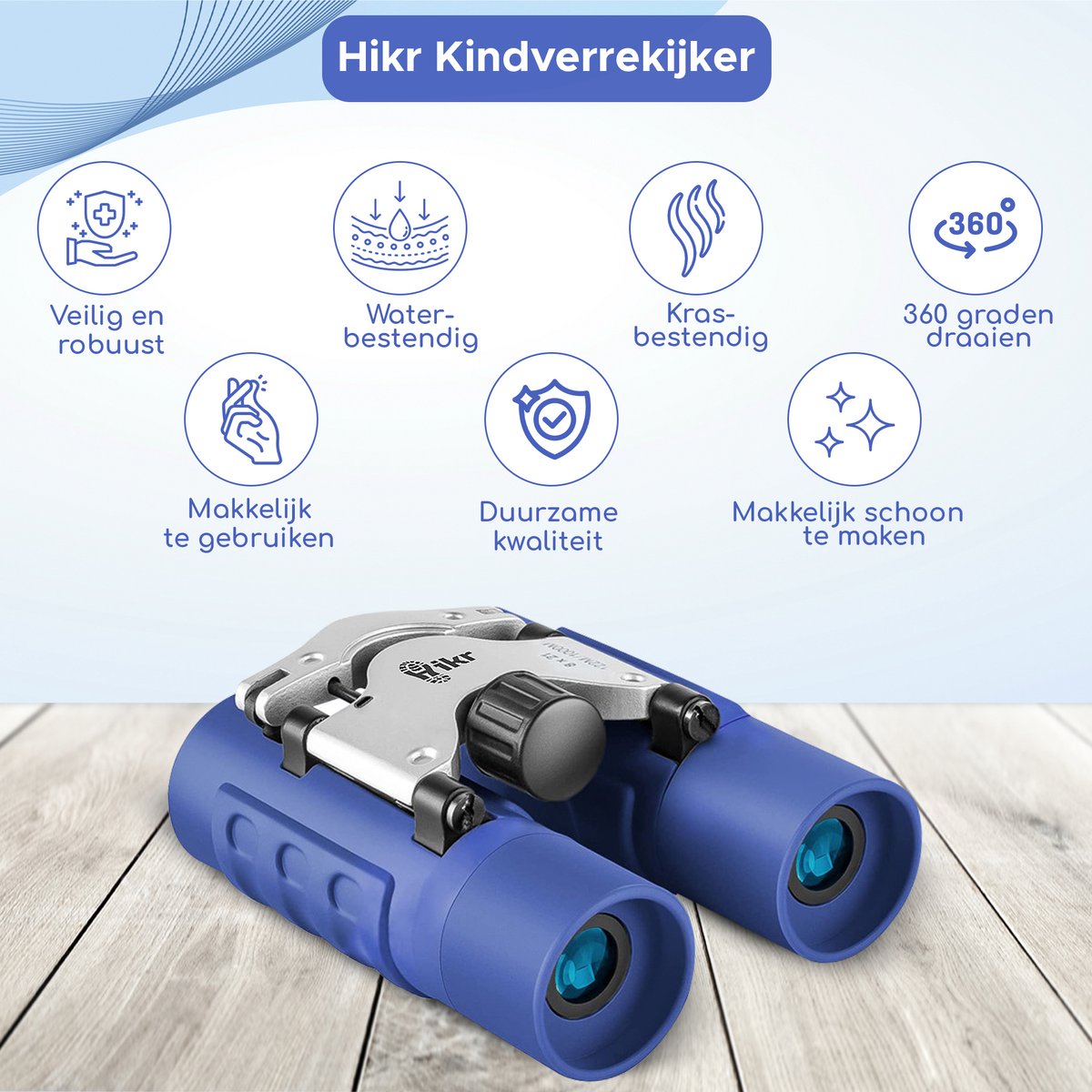 Hikr Verrekijker kinderen – BaK-4 8x21 – Compact & lichtgewicht – Junior speelgoed voor vogelspotten & buitenavonturen – Donkerblauw — afbeelding 2