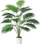 Kunstmatige palmbladeren plant in pot, kunstmatige tropische monstera plant, groene bladeren, Hawaiiaanse monstera plant, 18 takken, 71 cm gespleten Philo plant, grote groene plant