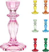 Roze glazen kaarsenhouder | Decoratieve conische kaarsenhouder voor binnen of buiten