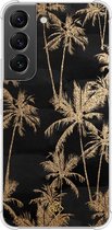 Casimoda® hoesje - Geschikt voor Samsung Galaxy S22 - Palmbomen - Shockproof case - Extra sterk - TPU/polycarbonaat - Zwart, Transparant