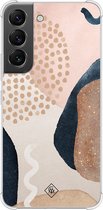 Casimoda® hoesje - Geschikt voor Samsung Galaxy S22 - Abstract Dots - Shockproof case - Extra sterk - TPU/polycarbonaat - Bruin/beige, Transparant