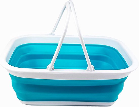 SAMMART Opvouwbare kuip, 9,2 liter, draagbare picknickmand voor buiten, opvouwbare boodschappentas, ruimtebesparende opbergcontainer (donkergrijs/zwart