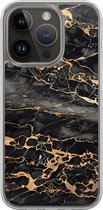 Casimoda® hoesje - Geschikt voor iPhone 13 Pro - Marmer Grijs Brons - 2-in-1 case - Schokbestendig - Marble design - Verhoogde randen - Grijs, Transparant