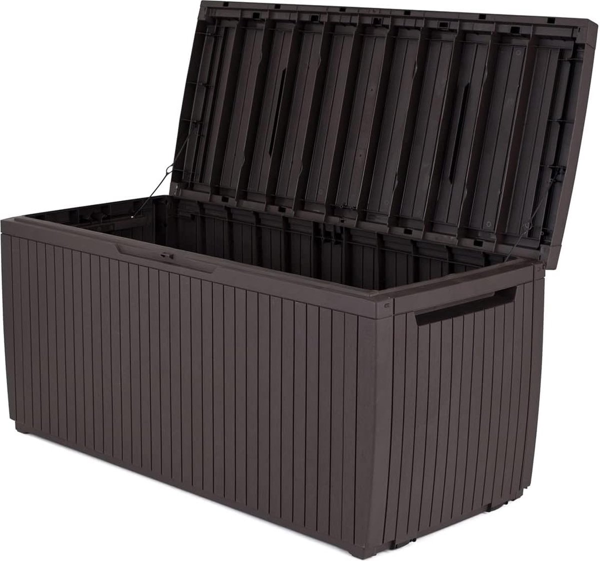 Bol.com Springwood Opbergbox om op te zitten, kussenbox, bruin, afsluitbaar, weerbestendig, 123 x 53,5 x 57 cm, 305 liter aanbieding