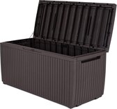 Springwood Opbergbox om op te zitten, kussenbox, bruin, afsluitbaar, weerbestendig, 123 x 53,5 x 57 cm, 305 liter