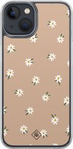 Casimoda® hoesje - Geschikt voor iPhone 13 Mini - Sweet Daisies - 2-in-1 case - Schokbestendig - Bloemen - Verhoogde randen - Bruin/beige, Transparant
