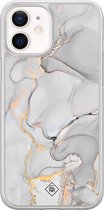 Casimoda® hoesje - Geschikt voor iPhone 12 Mini - Marmer Grijs - 2-in-1 case - Schokbestendig - Marble design - Verhoogde randen - Grijs, Transparant