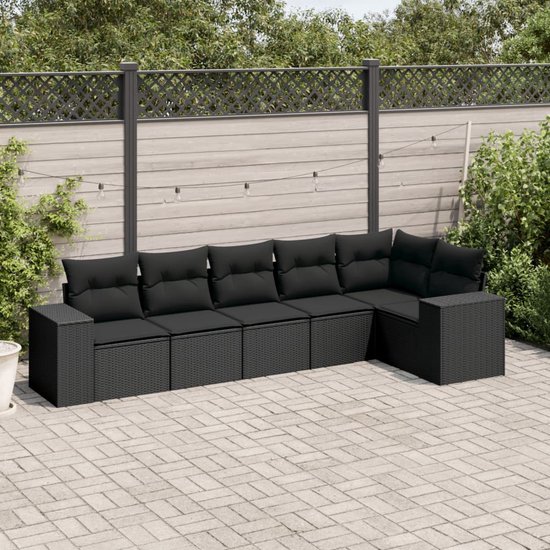 vidaXL-6-delige-Loungeset-met-kussens-poly-rattan-zwart