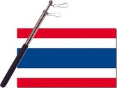 Landen vlag Thailand - 90 x 150 cm - met compacte draagbare telescoop vlaggenstok - zwaaivlaggen