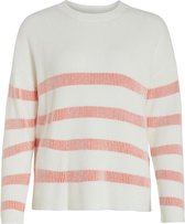 Vila Trui Viril Stripe L/s Knit Top - Noos 14079691 White Alyssum/tigerlilly Dames Maat - L