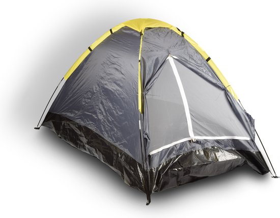 Discountershop Lichtgewicht Koepeltent 2 Persoons - Grijs/Geel - Geschikt voor Kinderen - 200cm x 120cm - Waterbestendig voor Kamperen & Outdoor - Eenvoudig Op te Zetten van Discountershop — afbeelding 4