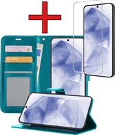 Étui pour Samsung A55 Case Book Case Cover Wallet Cover Wallet Case avec protecteur d'écran - Étui pour Samsung Galaxy A55 Case Bookcase Case - Turquoise