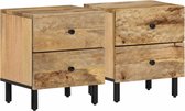 vidaXL - Nachtkastjes - 2 - st - 40x33x46 - cm - massief - mangohout