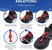 EVEREST FITNESS 5 paar rubberen veters met snelsluiting zonder te strikken, elastische elastieken voor schoenen voor zowel volwassenen als kinderen, rood, Eén Maat