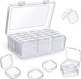 Opbergdoos met deksel, klein, transparante plastic doos met klapdeksel (12 stuks), kunststof opbergdoos, doos voor kleine kralen, pillen, sieraden, schroeven, sorteerbox en andere knutselprojecten