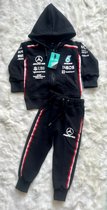 Formule 1 Mercedes AMG Petronas Fan Trainingspak voor kids | Zwart | 100% katoen | Hamilton 44 | F1 Fans | Ideaal F1 cadeau | Maat 80 | 9 MND