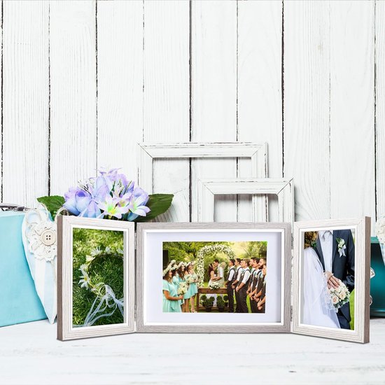 CLAMARO 'Collage' fotolijst 90 x 129 cm, handgemaakt, oud eiken, MDF