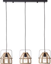 Brilliant Lamp Calley hanglamp 3-lamps donker hout/zwart aluminium zwart 3x A60, E27, 42 W