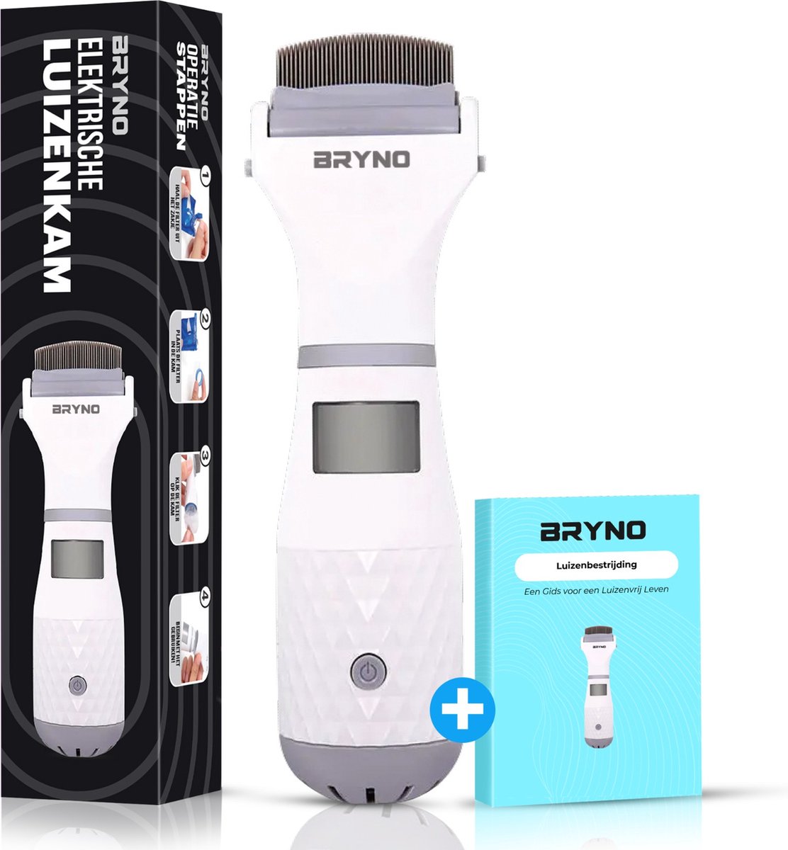 Bryno® Elektrische Luizenkam - Voor Mens En Dier - Inclusief E-Book - Vlooienkam - Netenkam - Hondenkam - Kattenkam
