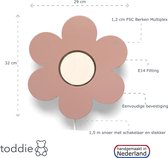 Houten wandlamp kinderkamer | Bloem - terra roze | toddie.nl