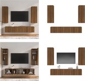 vidaXL 4-delige Tv-meubelset bewerkt hout bruineikenkleurig - Tv-kast - Tv-kasten - Tv-meubel - Hifi-meubel