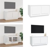 vidaXL Tv-meubel 80x35x45 cm bewerkt hout wit - Tv-meubel - Tv-meubelen - Tv-standaard - Televisiemeubel