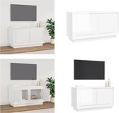 vidaXL Tv-meubel 80x35x45 cm bewerkt hout hoogglans wit - Tv-meubel - Tv-meubelen - Tv-standaard - Televisiemeubel
