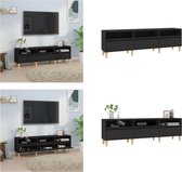 vidaXL Tv-meubel 150x30x44-5 cm bewerkt hout zwart - Tv-meubel - Tv-meubels - Tv-standaard - Televisiemeubel