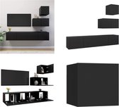 vidaXL 4-delige Tv-meubelset spaanplaat zwart - Tv-kastenset - Tv-kastensets - Tv-kasten - Tv-meubelset