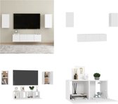 vidaXL 4-delige Tv-meubelset bewerkt hout wit - Tv-meubelset - Tv-meubelsets - Tv Meubelset - Tv Meubelsets