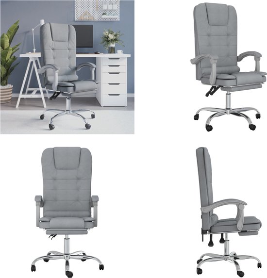 vidaXL Kantoorstoel massage verstelbaar stof lichtgrijs - Massage Bureaustoel - Massage Bureaustoelen - Massage Stoel - Elektrische Bureaustoel