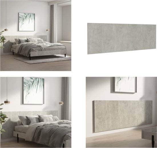 vidaXL Hoofdbord 160x1,5x80 cm bewerkt hout betongrijs, hoofdeinde, bedbord, bedonderdeel, bedeinde, bedaccessoire, hoofdeindes, bedeindes, bedborden