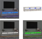 vidaXL Tv-meubel met LED-verlichting 180x35x40 cm betongrijs - Tv-kast - Tv-kasten - Tv-meubel - Tv-meubel Met LED-verlichting