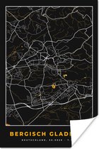 Poster City Map - Carte - Allemagne - Or - Bergisch Gladbach - Carte - 60x90 cm